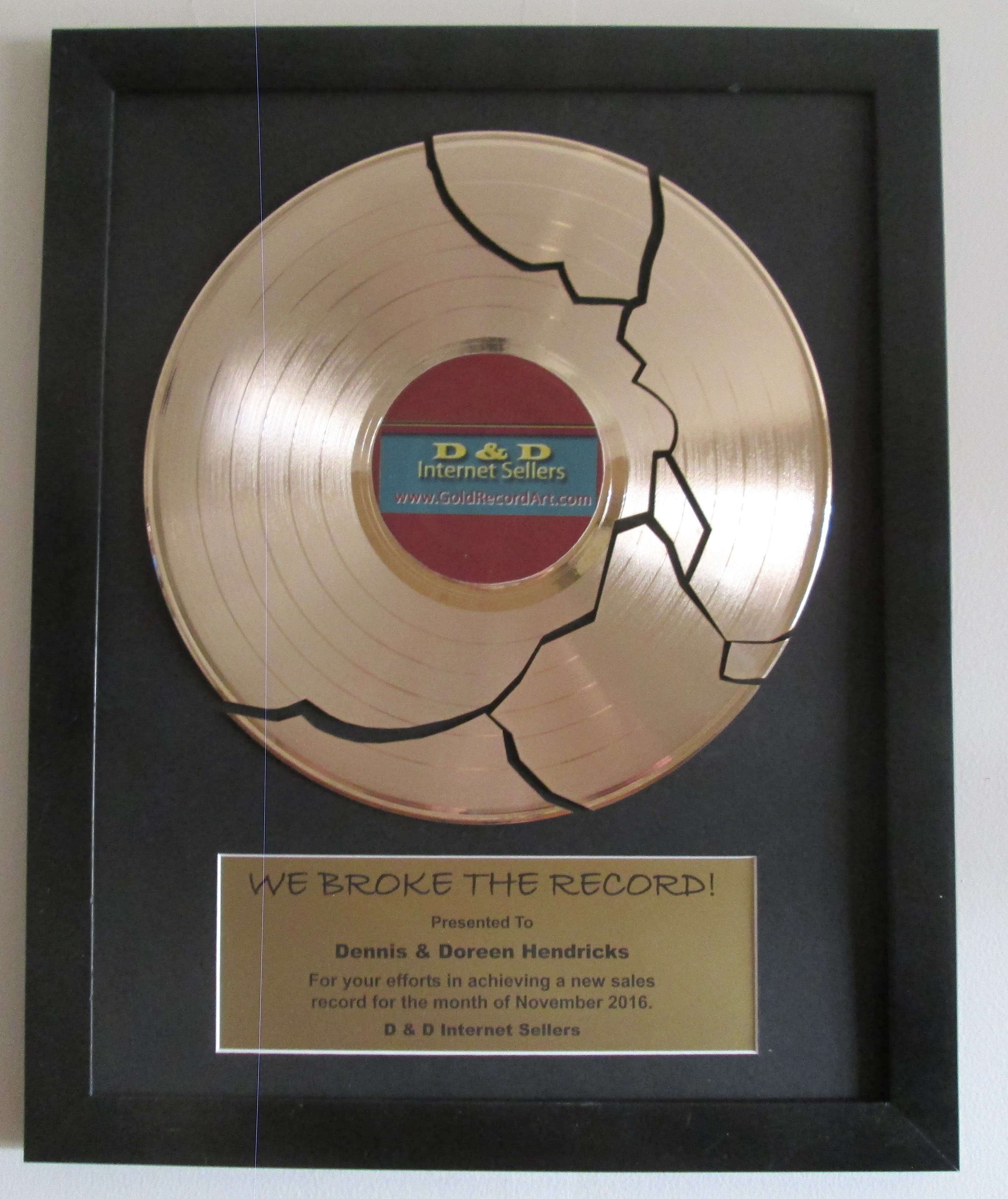 Image for Broken Record Award Trophy Gold Plated 12" LP Album