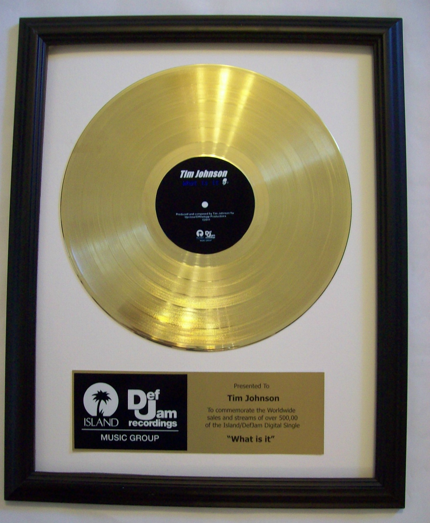 Gold LP Record Trophy/Award